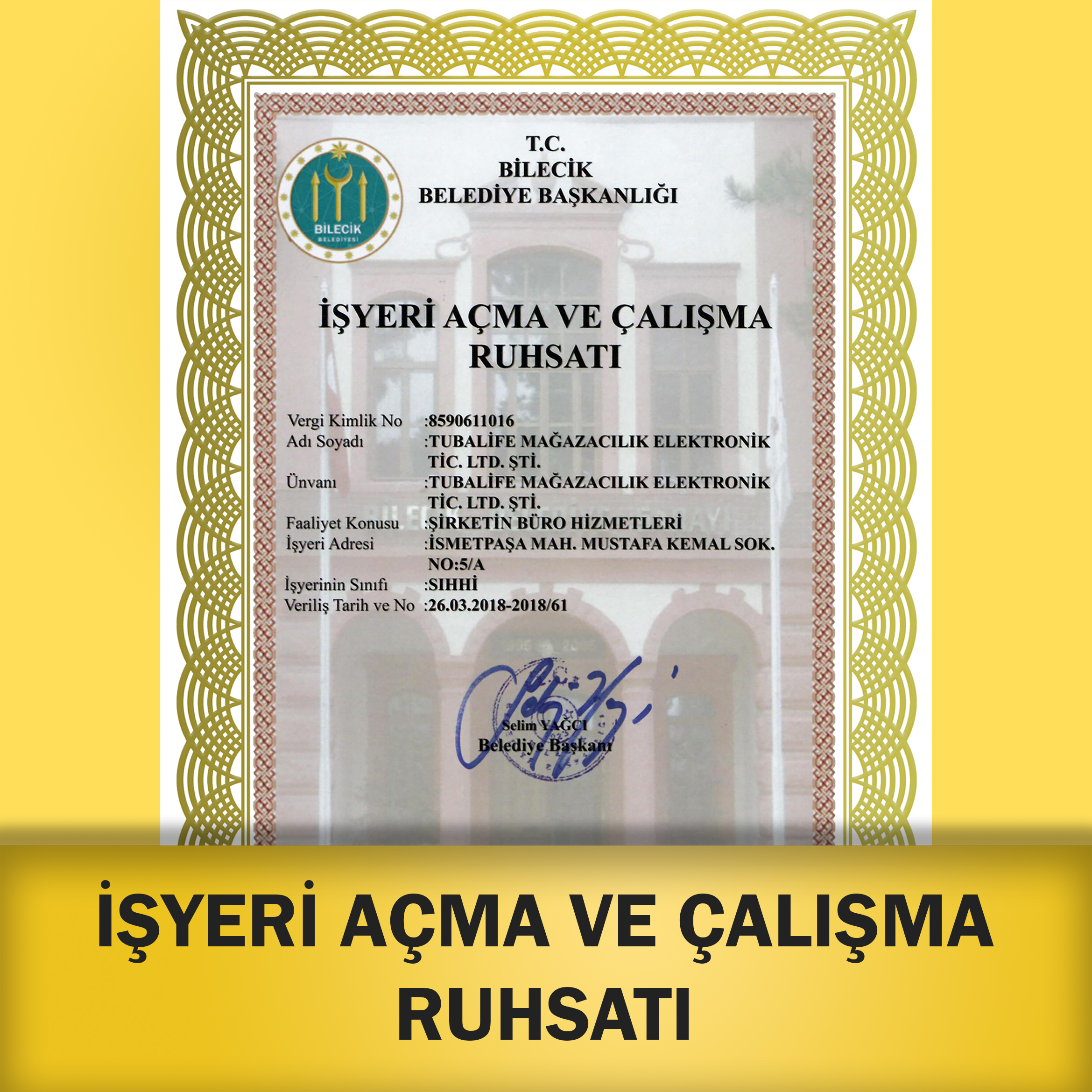 YER AMA VE ALIMA RUHSATI